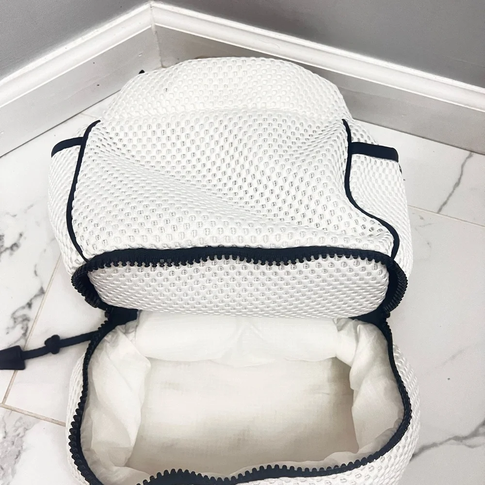 Transience White Mesh Mini Backpack Drawstring Lightweight Bag